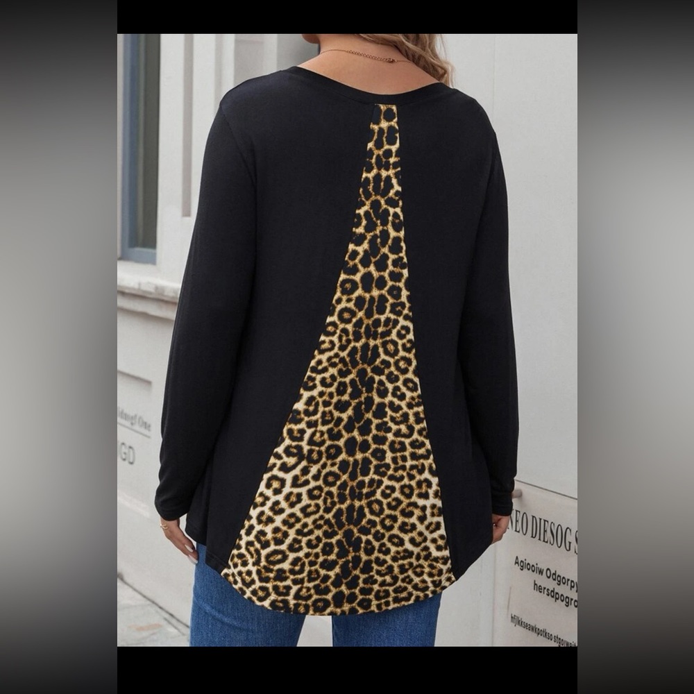 COPY - SHEIN Curve—Plus Leopard Print High Low Hem Tee